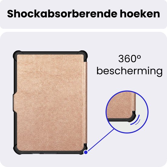 Hoes Geschikt voor Kobo Clara HD - Luxe E-reader Trifold Case - Bescherm Hoesje Book Cover - Rosé Goud — afbeelding 5