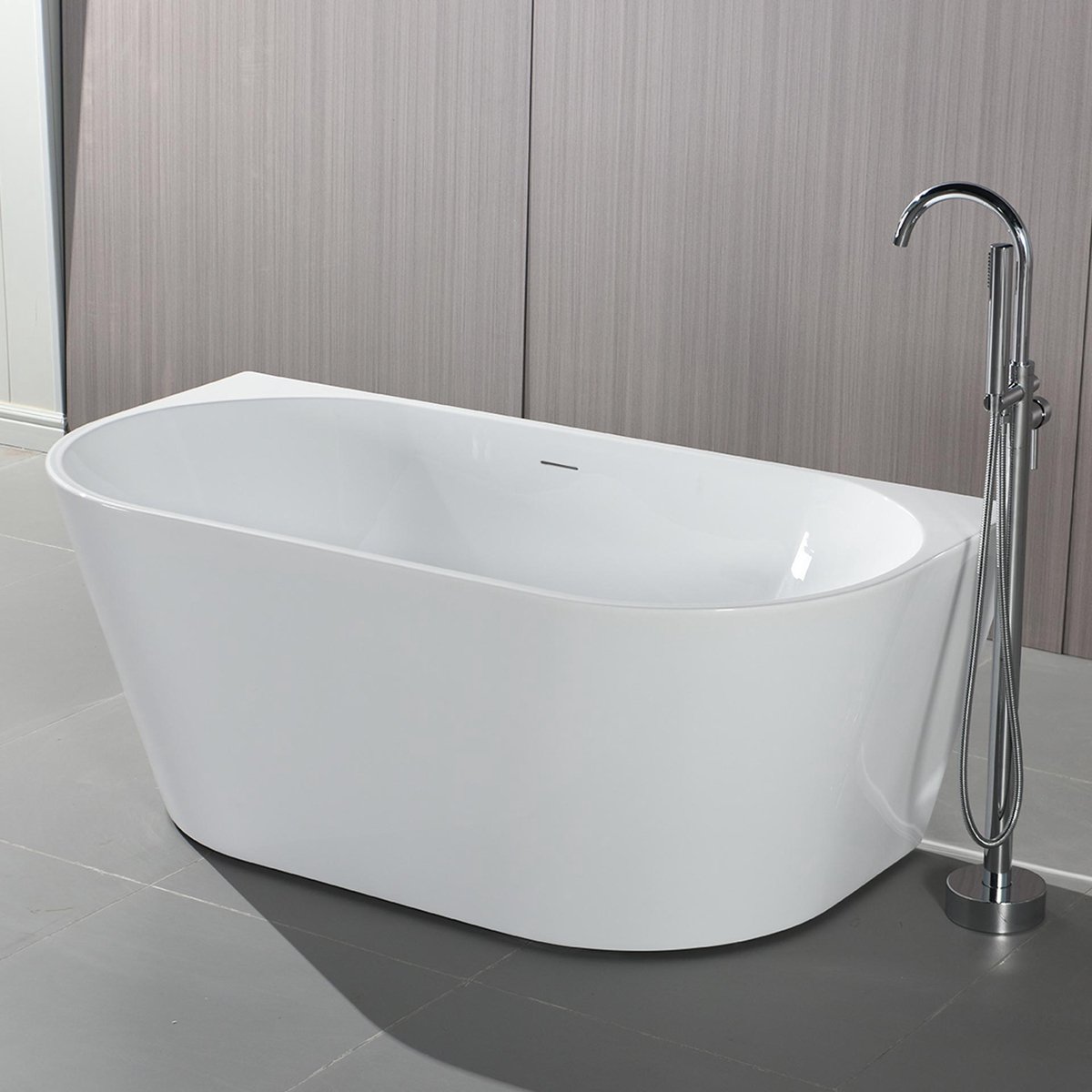 Zimmer Halfvrijstaand Bad 170x78x58 cm Glanzend Wit – Acryl Ligbad Inclusief Afvoerset en Click Waste