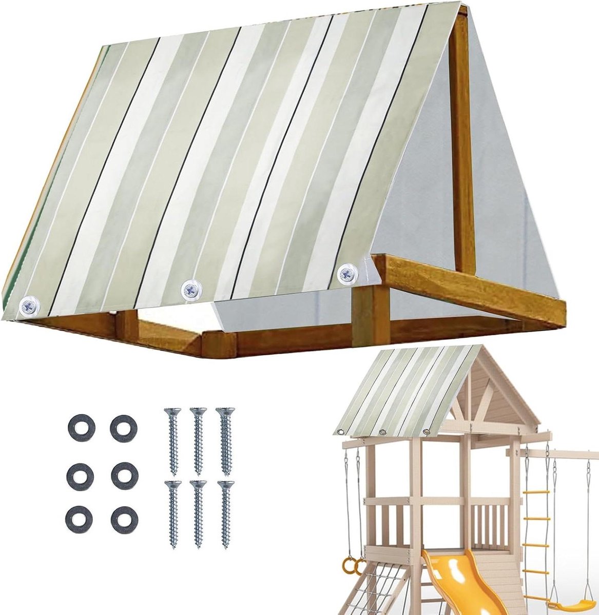 Speeltoestel Overkapping - Pergolahoes Waterdicht - Bescherming Buiten - UV-bestendige Coating - 228x109cm - Gestreept