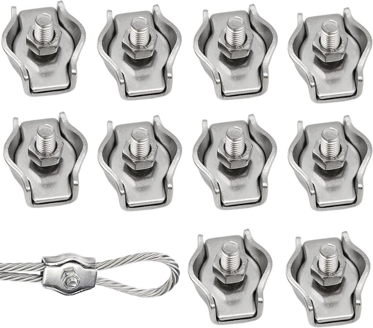 Set van 20 RVS Kabelclips voor Enkele Draad, Ideaal voor Kledinglijn, Kabelbeheer en Organisatie