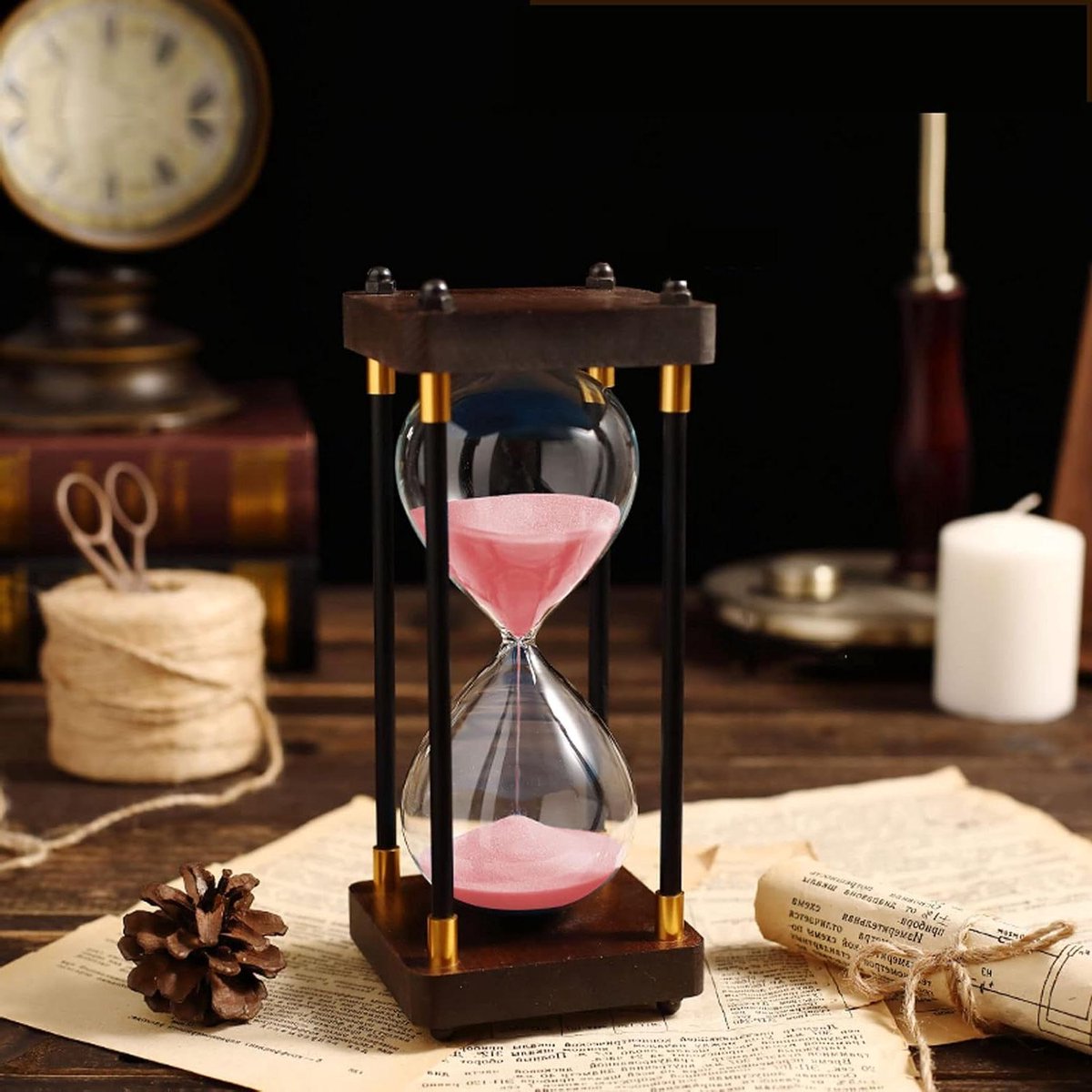 Zandloper - Zand timer - Tijd Beheer - Houten frame - 19 cm - Silt Sand