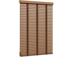 Houten Jaloezieën - Houten Blinds - Privacy Creëren - Massief Houten Lamellen - 130x150cm - Natuurlijk Hout