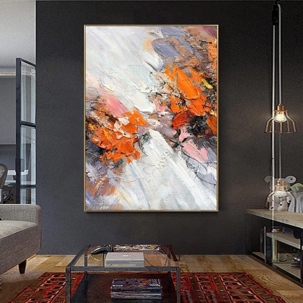 Olieverfschilderij Canvas - Abstract Kunstwerk - Muurdecoratie Woonkamer - 100% Handgeschilderd - 60x80cm - Multicolor