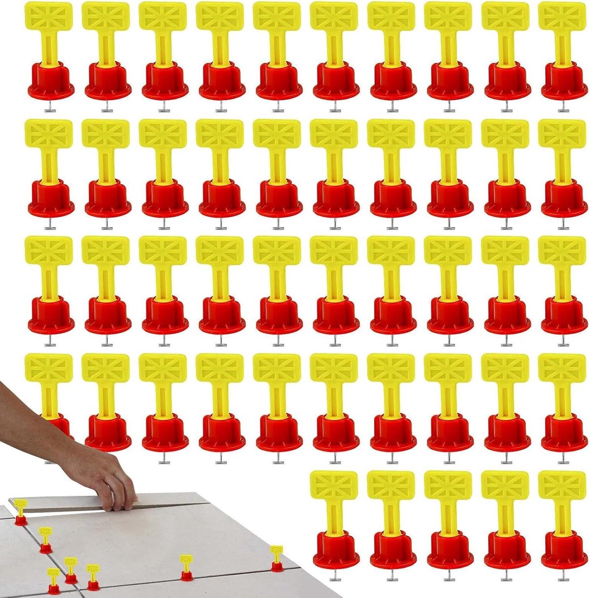 Tegel nivelleringssysteem - Tegelwiggen egaliseren - Vlakke vloeren leggen - Nauwkeurige uitlijning - 45 stuks - N.v.t.