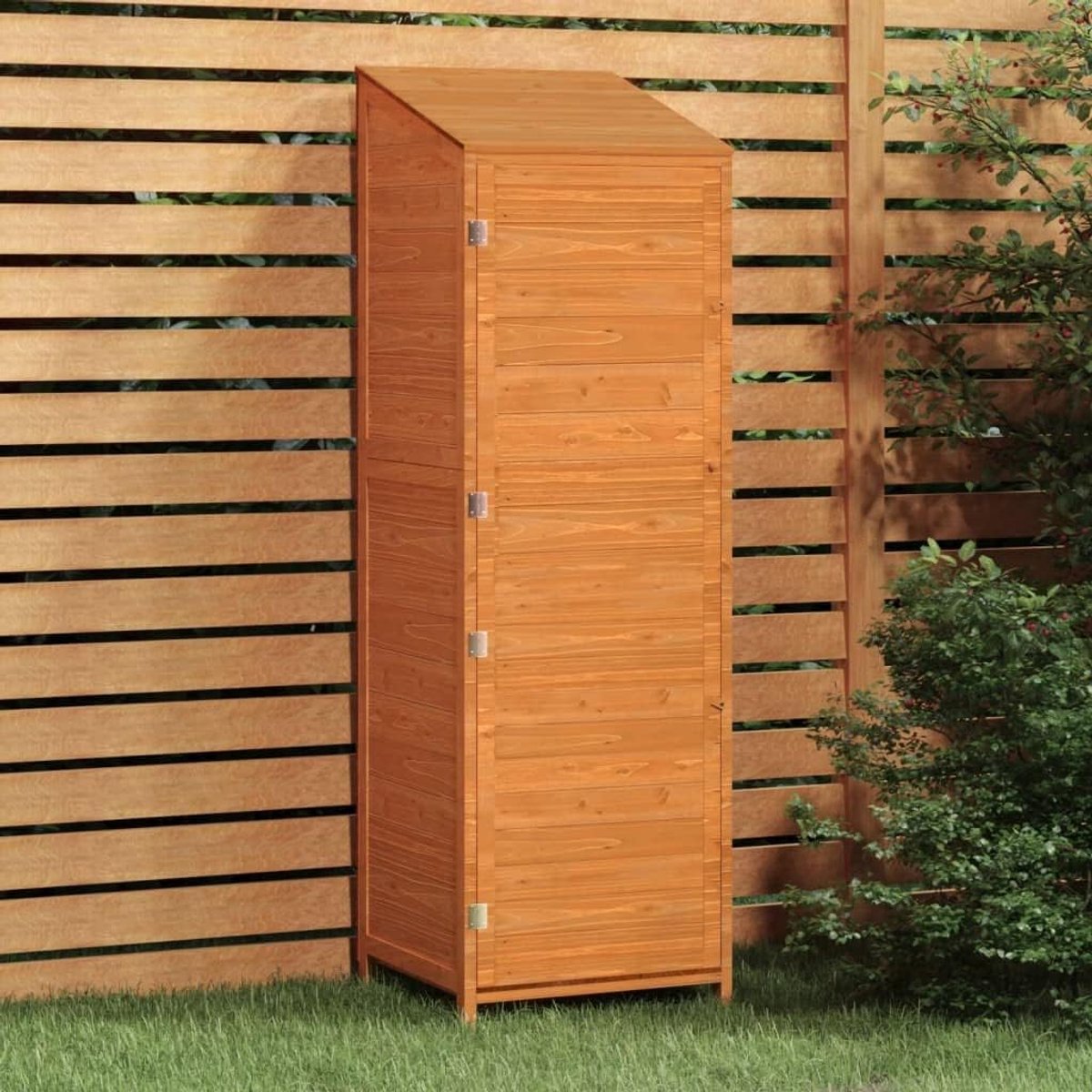 Tuinschuur - Opbergkast Buiten - Tuinspullen Opbergen - Robuust Dennenhout - 55 x 52 x 174.5 cm - Bruin