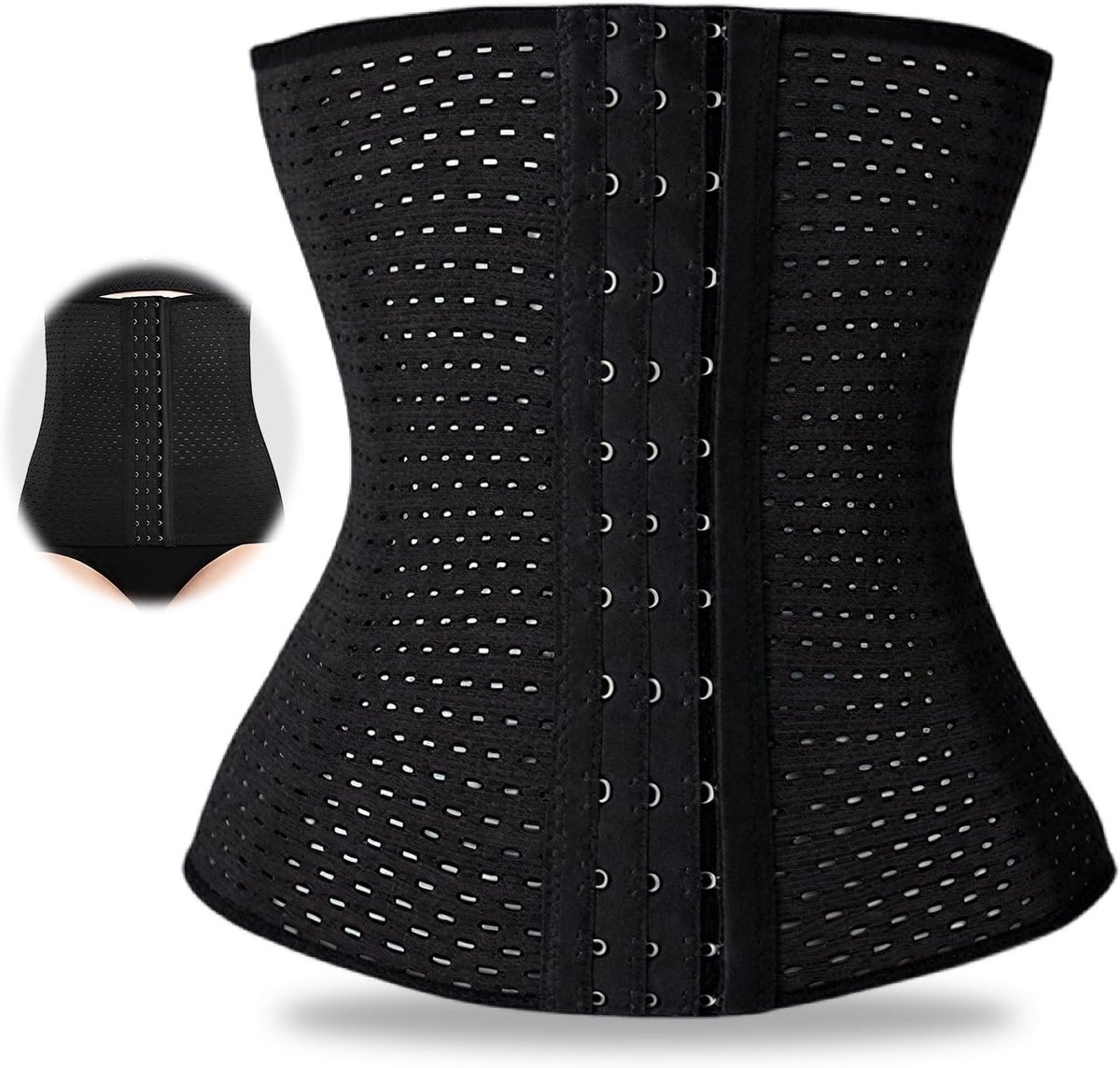 Zwarte Taille Trainer voor Vrouwen - Body Shaper met Buikcontrole, Ondersteuning voor de Onderrug en Shapewear na de Bevalling