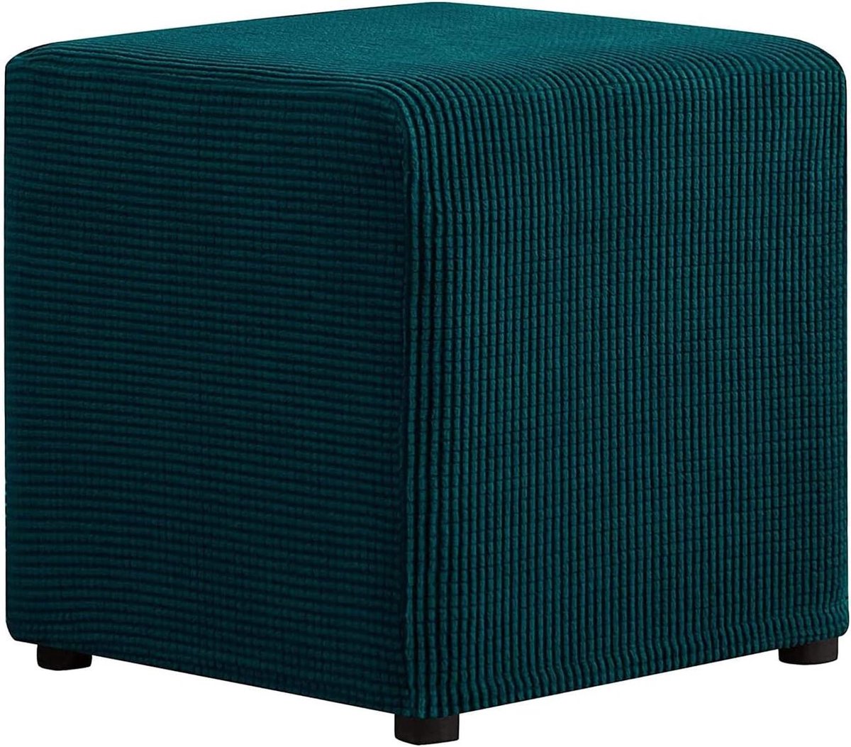 Pouf Hoes - Voetenbank Protector - Meubels Beschermen - Elastische Pasvorm - Maat M - Donkergroen Blauw