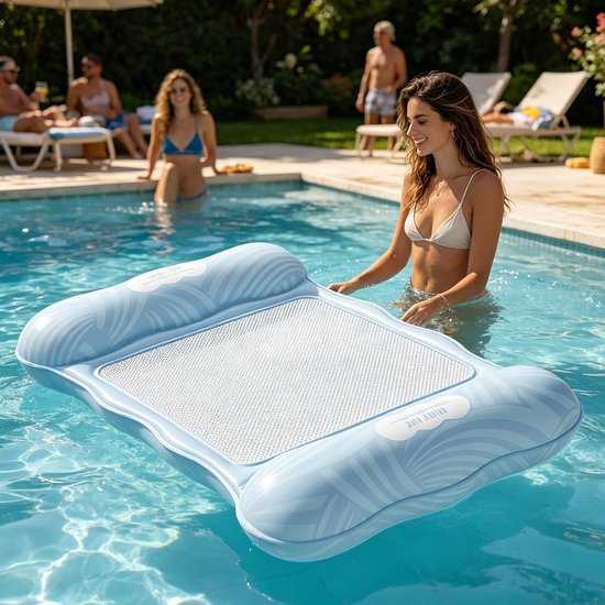 Opblaasbare ligstoel - Water hangmat - Waterplezier op reis - Geïntegreerde pomp - 110 x 68 cm - Blauw — afbeelding 4