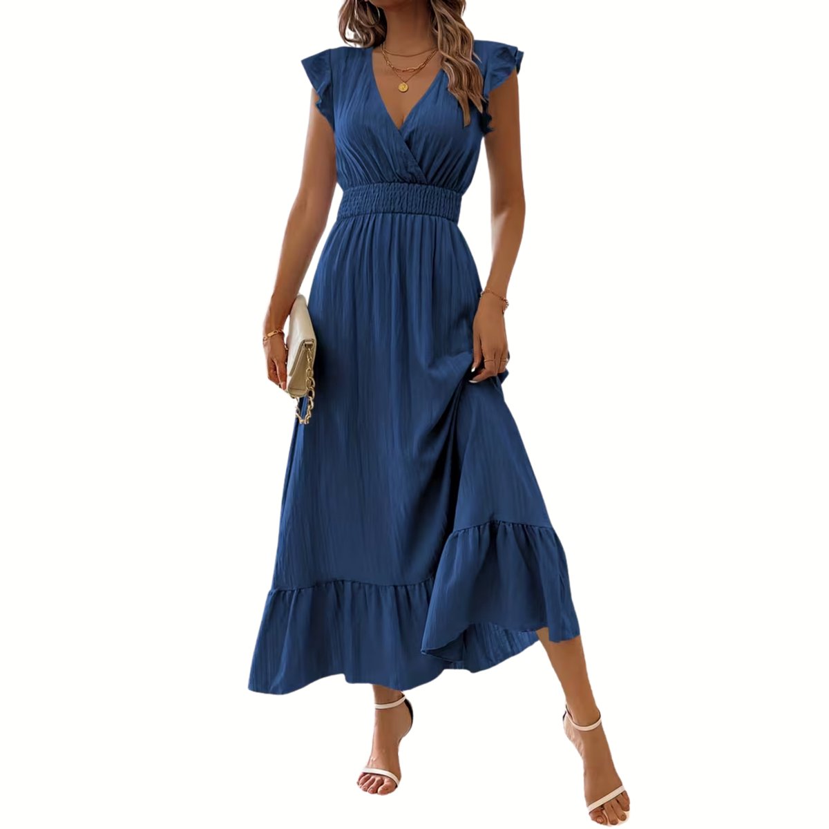 Currero Zomerjurk Dames Zomerjurken Volwassenen Vrouwen Midi Jurk Ibiza Stijl Sundress Dress M Blauw