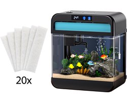 AquaImpact Zelfreinigend Aquarium 13 L + 20 Filters – Set met 3-in-1 Pomp, Filter, LED‑verlichting & Luchtbevochtiger - Modern Design