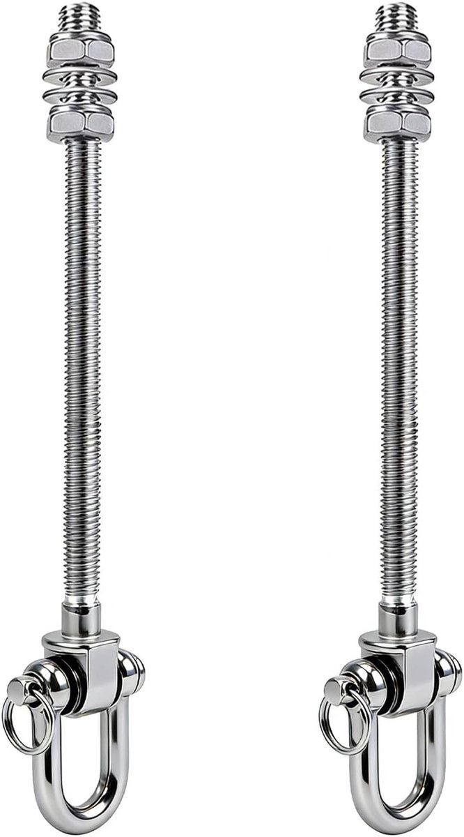 Set van 2 RVS Schommelhaken met Lagers, Draaibolts M10, Geschikt voor Hangmat, Yoga en Veranda Schommels, Capaciteit 680 kg
