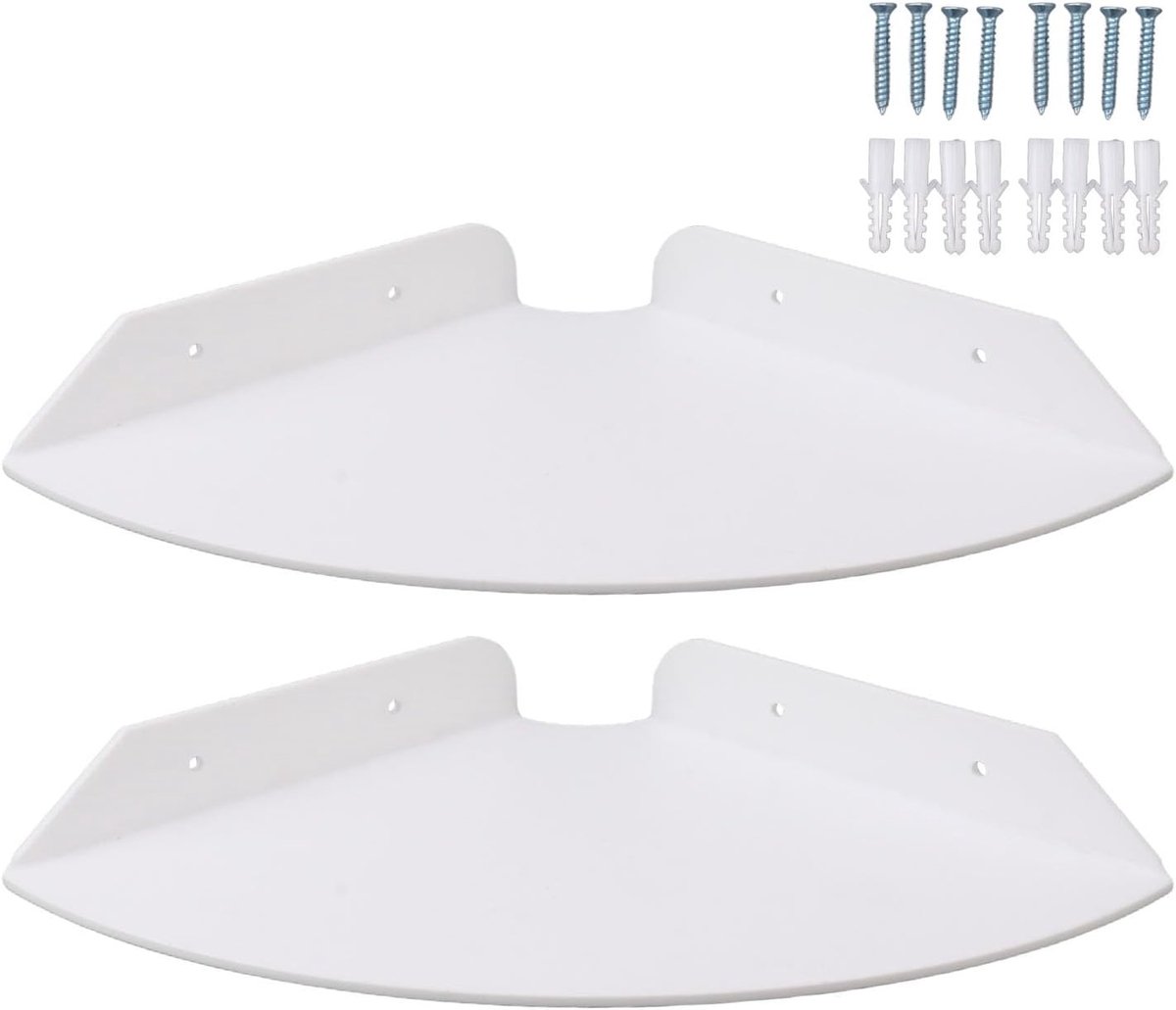 Set van 2 Wandplanken van Acryl voor Hoekmontage - Ruimtebesparende Opbergruimte voor Badkamer, Keuken en Slaapkamer met Rustieke Houten Afwerking