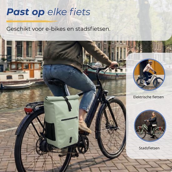 Morelia® Fietstas - Incl Achterlicht & Laptoptas - Fietstassen - Fietstassen Electrische Fietsen - Fietstassen Enkel - 28 Liter - 100% Waterdicht - Tarpaulin materiaal