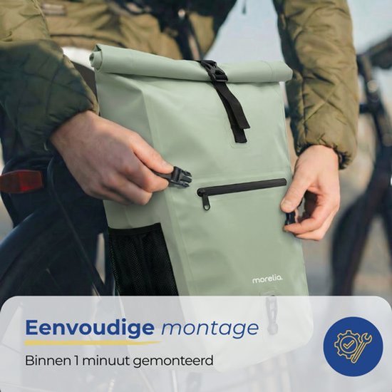 Morelia® Fietstas - Incl Achterlicht & Laptoptas - Fietstassen - Fietstassen Electrische Fietsen - Fietstassen Enkel - 28 Liter - 100% Waterdicht - Tarpaulin materiaal