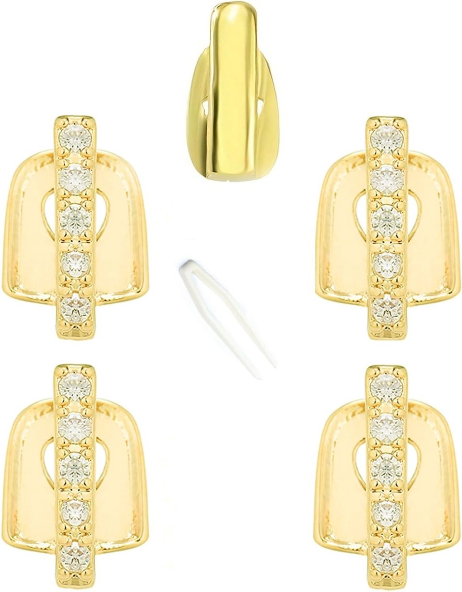 Shiny Single Tooth Grill Cap Kits, 18K Zilver Geplateerde Hip Hop Tandjuwelen met Silicone Case, Trendy Accessoires voor Rapper Kostuums en Streetwear Feestjes