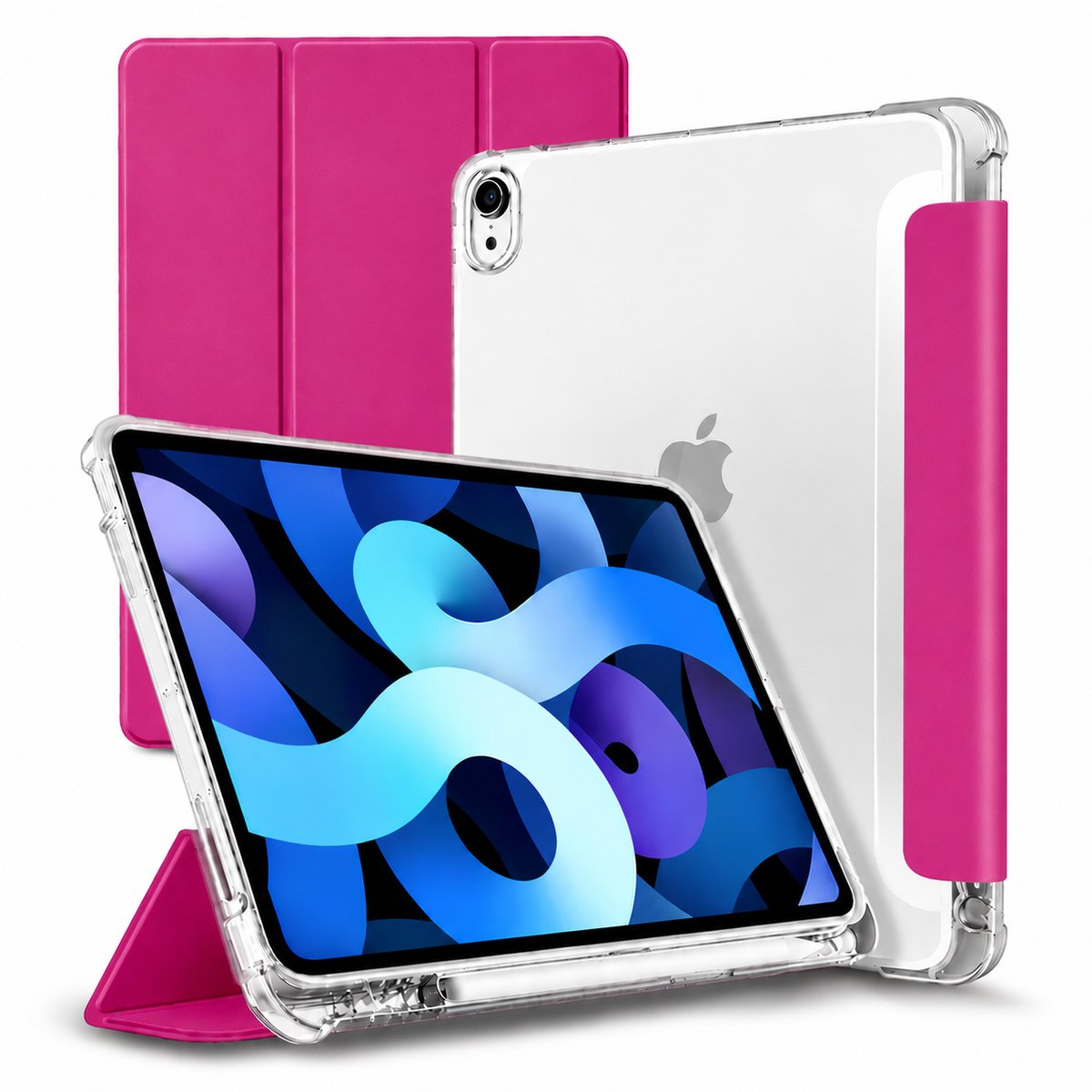 Tolvia Tablet Hoes - Geschikt voor Apple iPad 11 (2025 A16) / Apple iPad 10.9 (2022) - Met Pencil Houder & Transparante Acryl Achterkant - Roze