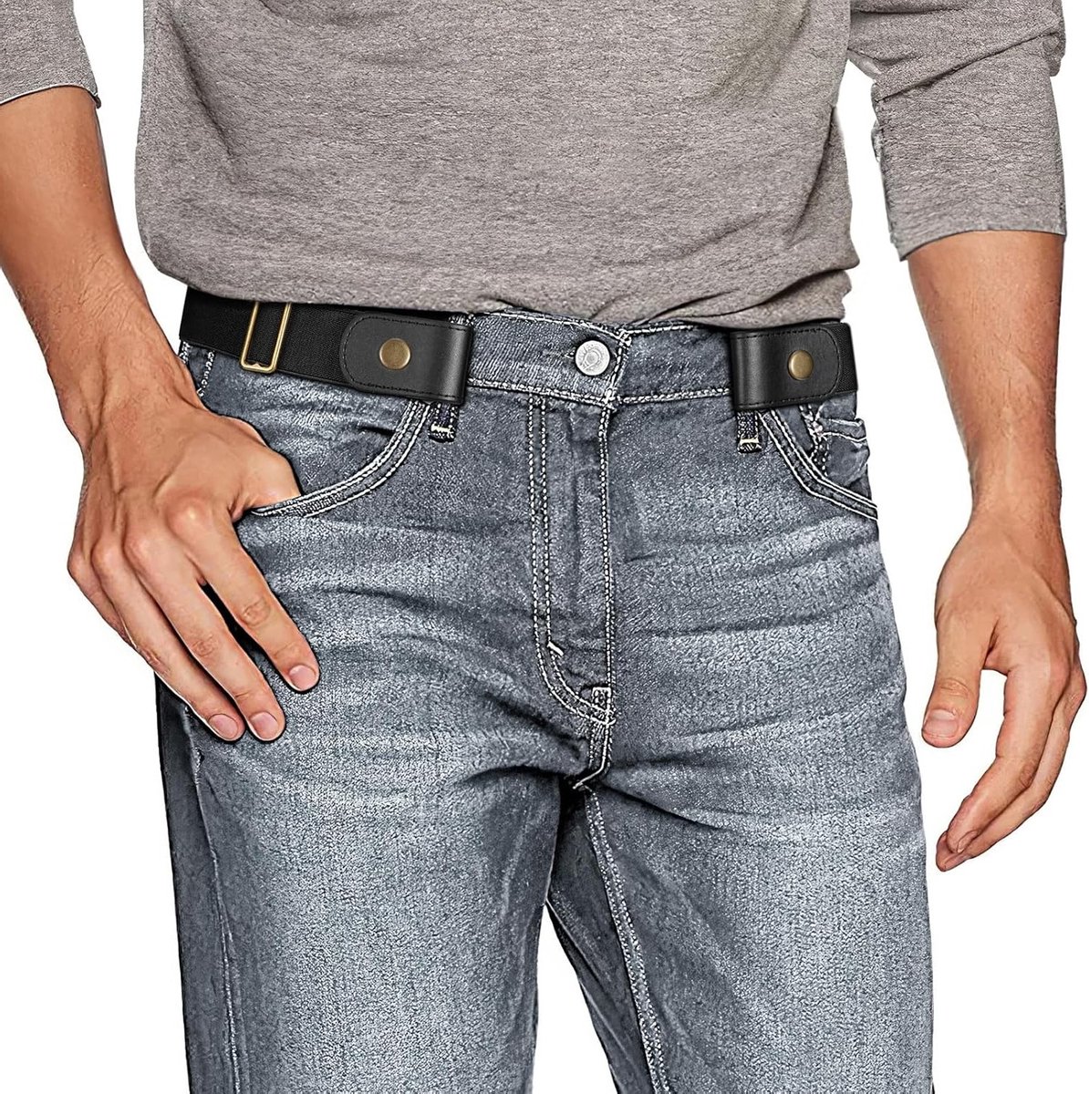 Elastische riem zonder gesp voor heren, verstelbare en onzichtbare stretchriem voor jeans en broeken, comfortabel en praktisch