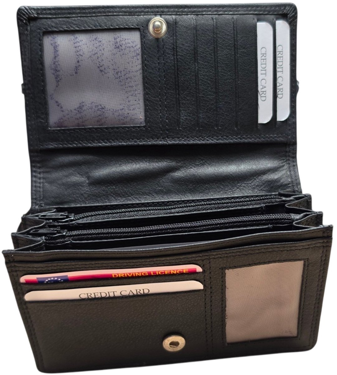 Dames Overslagportemonnee - Harmonica Model Simpel - Black