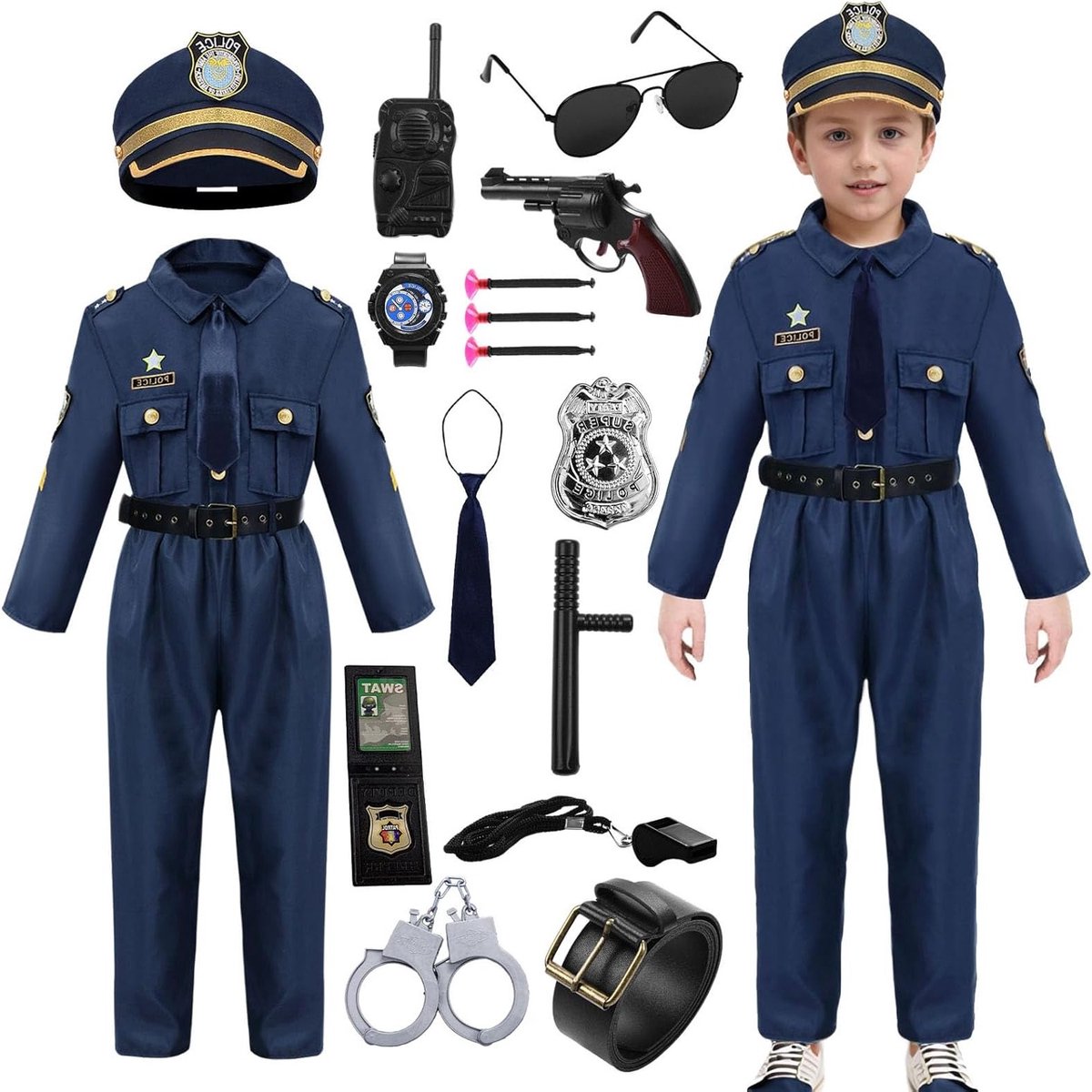 Politie Kostuum voor Kinderen - Verkleedpartij, Carnaval en Verjaardagsfeest Outfit voor Meisjes