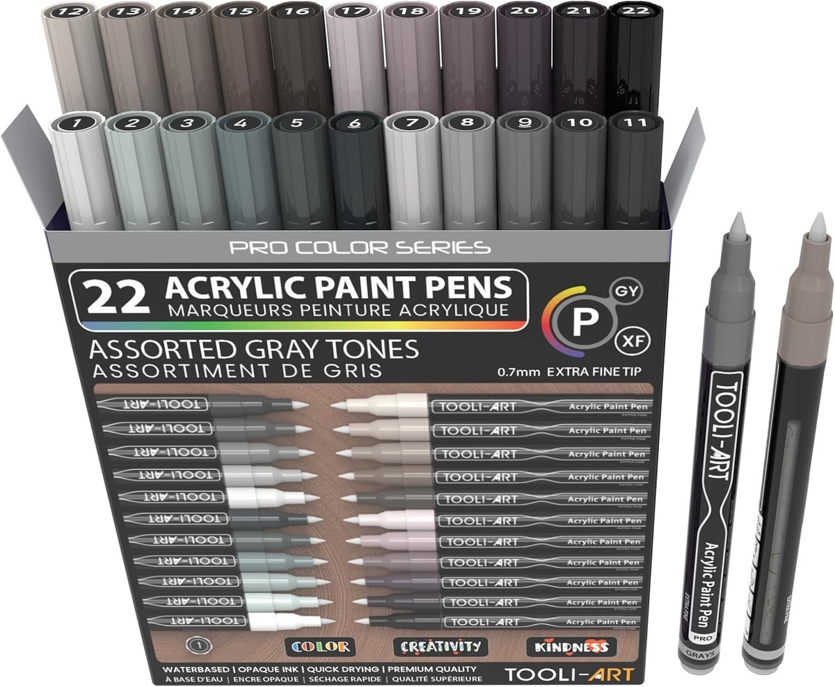 Acrylverfpennen Set - 22 Kleuren - Extra Fijne Punt 0,7 mm - Sneldrogend - Voor Kunstenaars en Creatievelingen