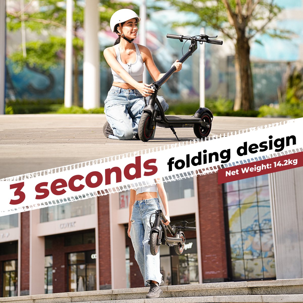 iScooter W5 Elektrische scooter - 8,5‑inch luchtbanden - 34km actieradius - 36V 7,8Ah accu - Maximumsnelheid 25 km/u - Elektronische rem + schijfrem - zwart – foto 3