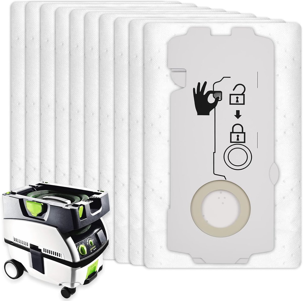 10 stuks-Stofzuigerzak accessoires voor Festool CT MINI/CT MIDI/CT 15 accuafzuigmobiel reserveonderdelen SC-FIS-CT MINI/MIDI-2/5 stofzuigerzak 204308