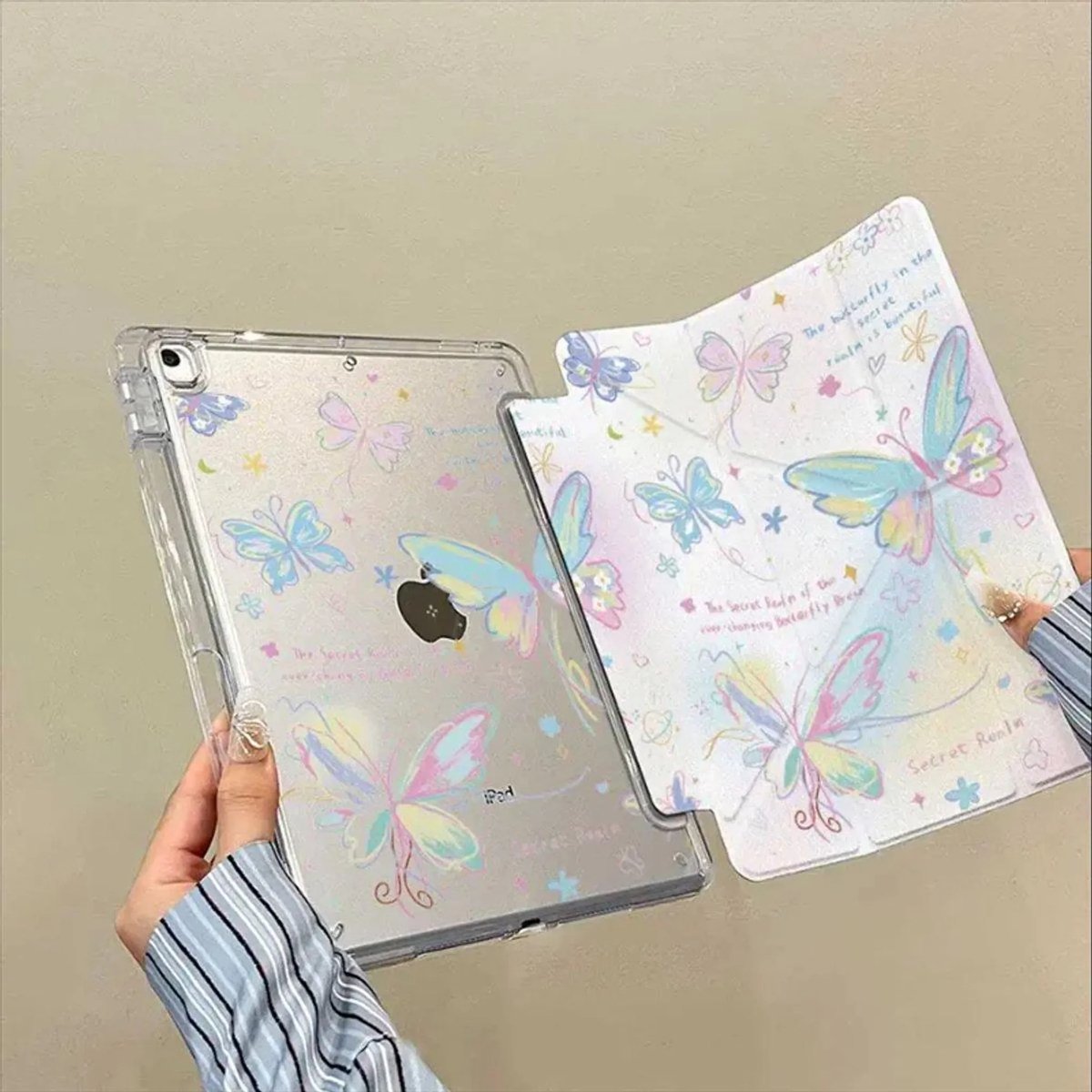 Casalora Tablet Hoes – Geschikt voor Apple iPad 11 A16 11 inch (2025) – Met Pennenhouder – Y-vormige Vouw – Kleurrijke vlinders