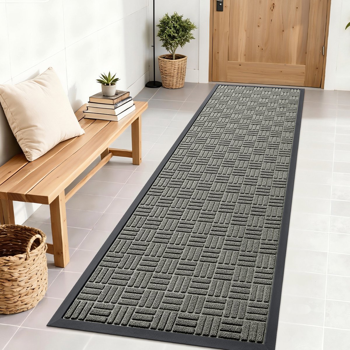 Olanly Deurmat - Antislip Deurmat - schoonloopmat - Buitenmat - 58x180cm - Grijs
