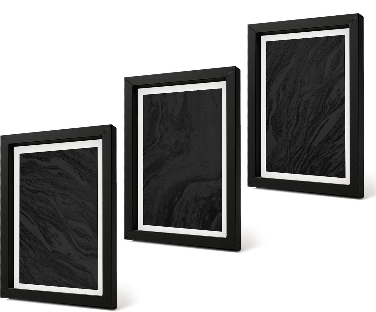 Coloray 4-Delige Schilderij Set - Donker marmer, elegante texturen in een glamoureuze stijl. - 20 x 30 cm - Wanddecoratie - Muurdecoratie - Moderne Interieurdecoratie