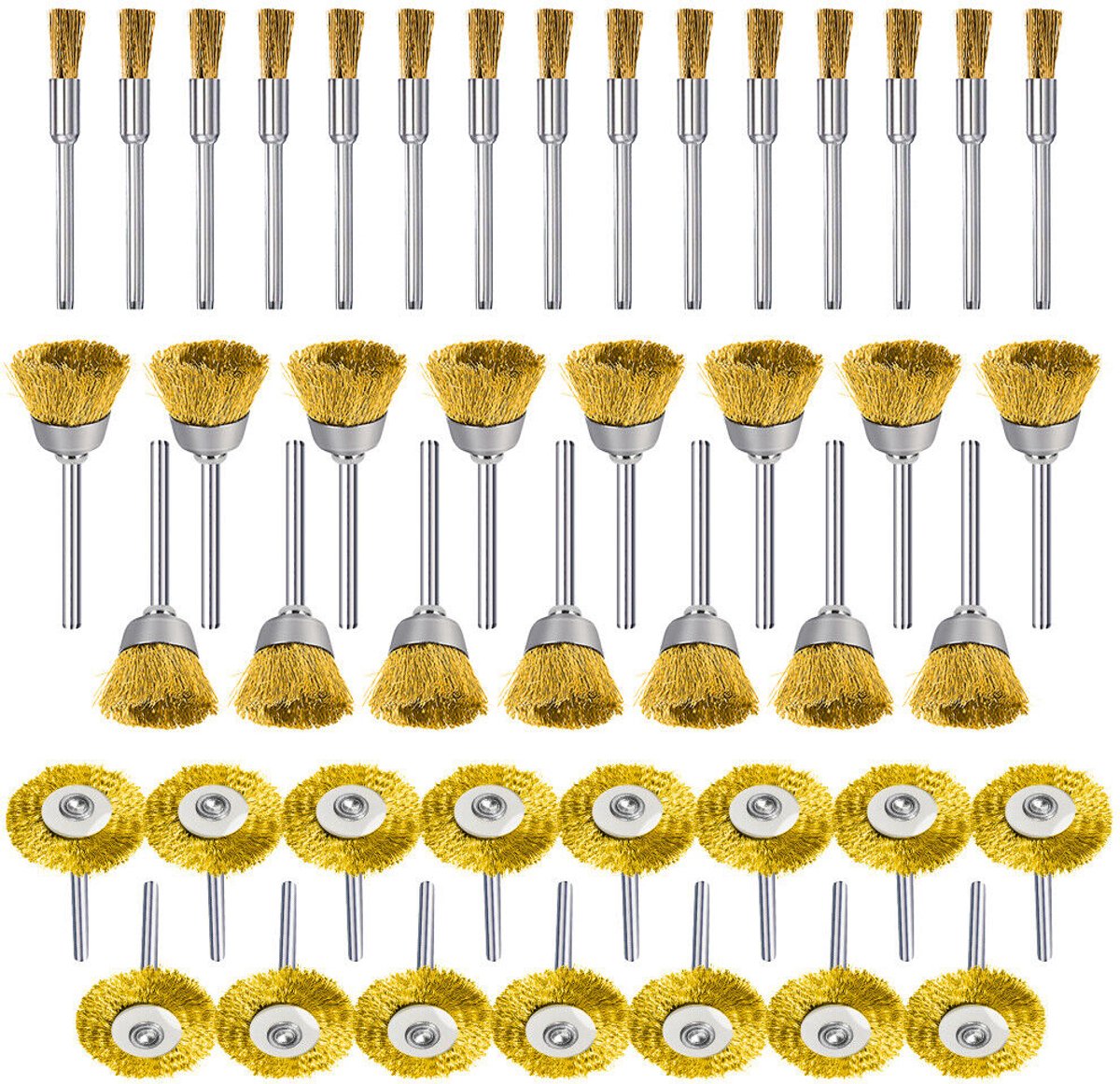 45 messing draadborstels – Accessoires voor Dremel polijstmachines en boormachines – Draadborstels – Polijstkoppen – Metaal- en houtpolijsten