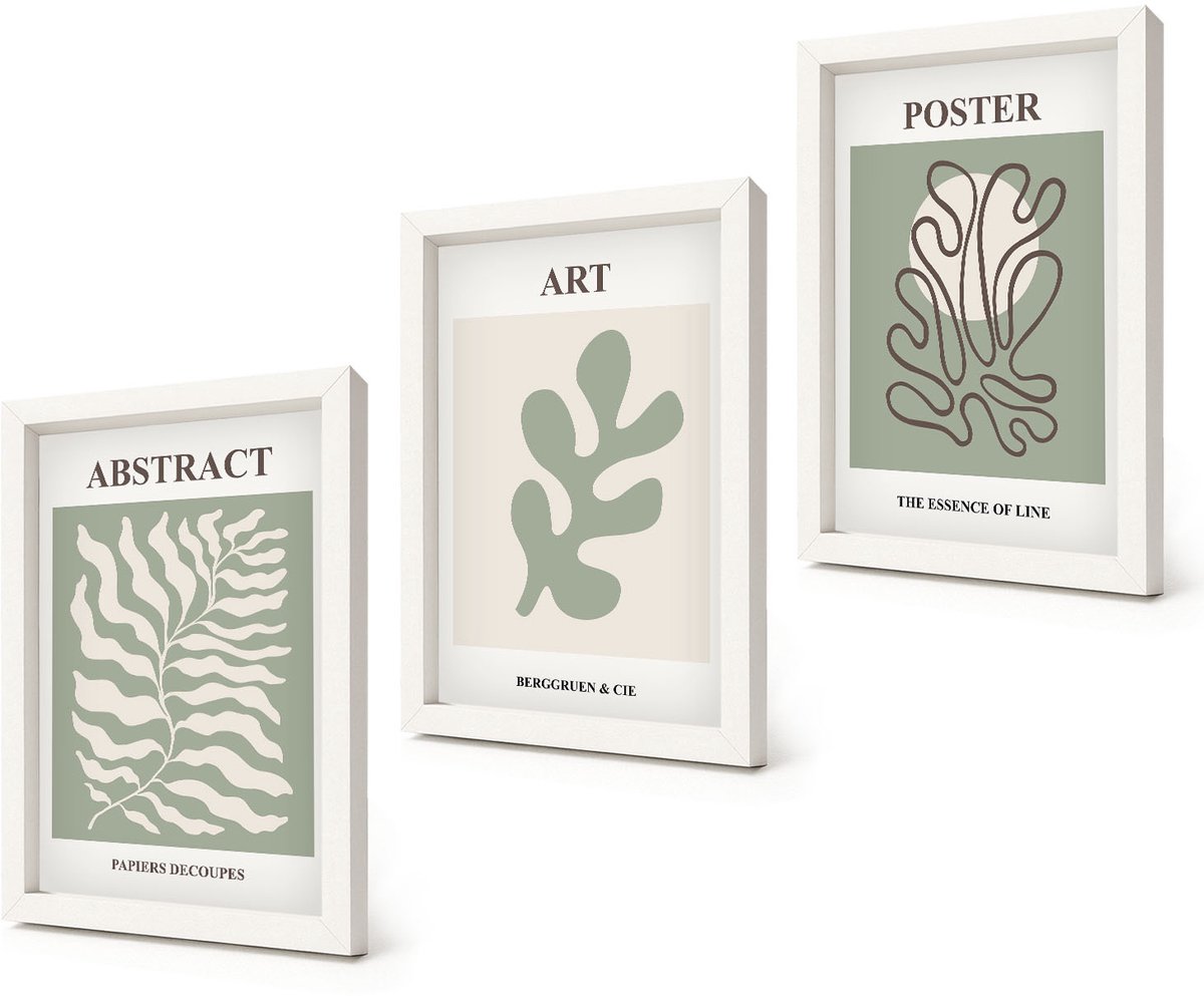 Coloray 3-Delige Schilderij Set - Posters met bloemenpatronen van Henri Matisse - 20x30 - Wanddecoratie - Schilderijen Set - Kantoor