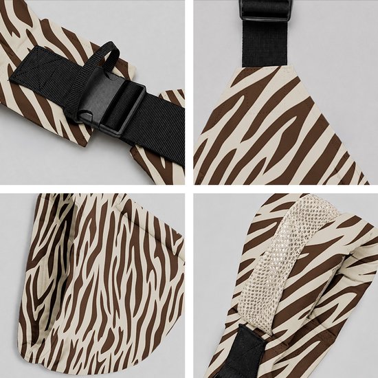 LUVION® Baby Sling FLORENCE Savannah Zebra - Heupdraagzak Baby - Ergonomische Hip Carrier - Draagzak - Tot 16 kg - Bruin met Zebrapatroon van Luvion — afbeelding 2