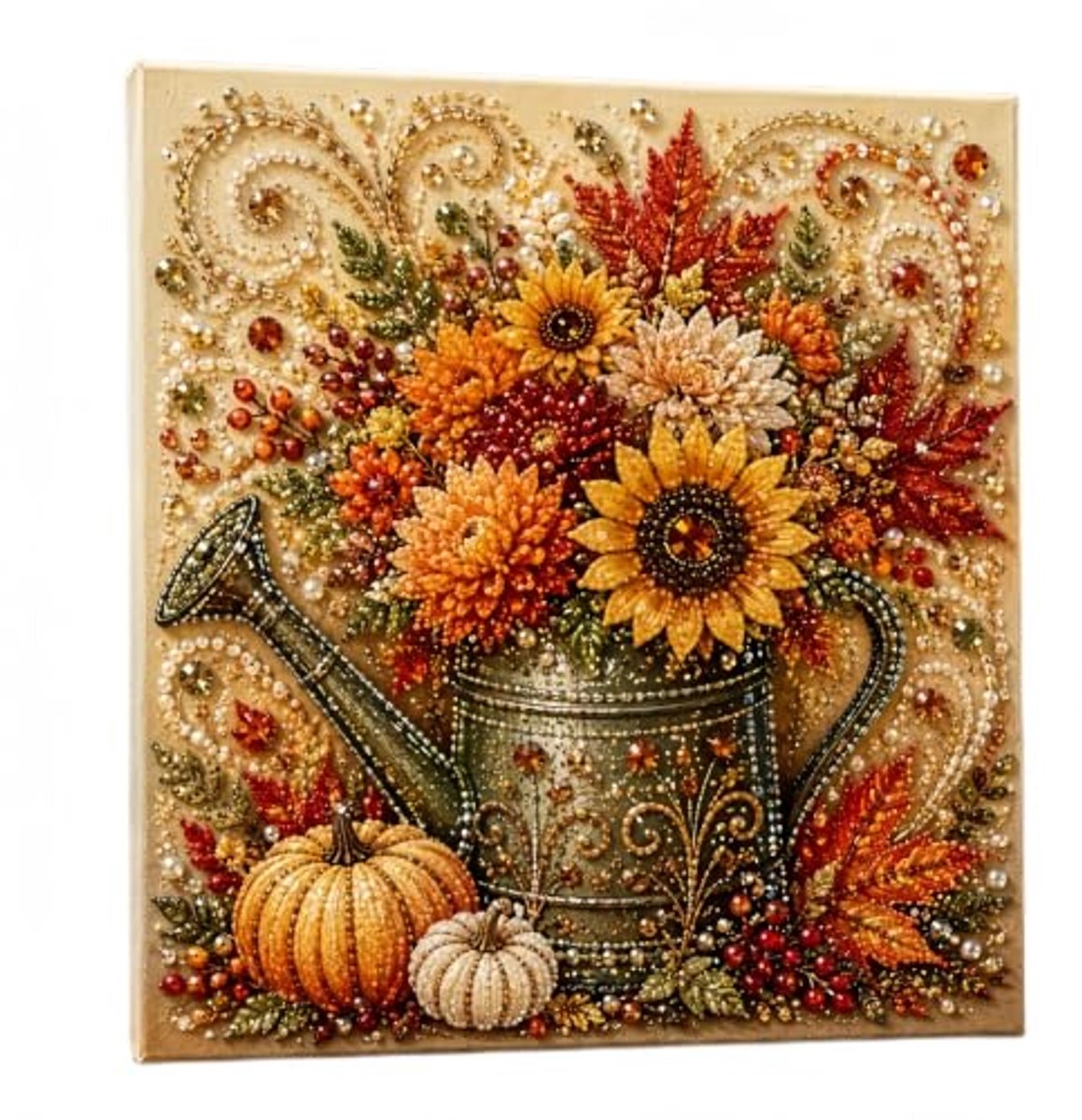 Herfstserie Diamantschilderijset - Bloemen 3D-diamantschilderij - Thanksgiving-Oogstthema - herfstdecoratie voor aan de muur, knutselpakket voor volwassenen en beginners - 20x20cm