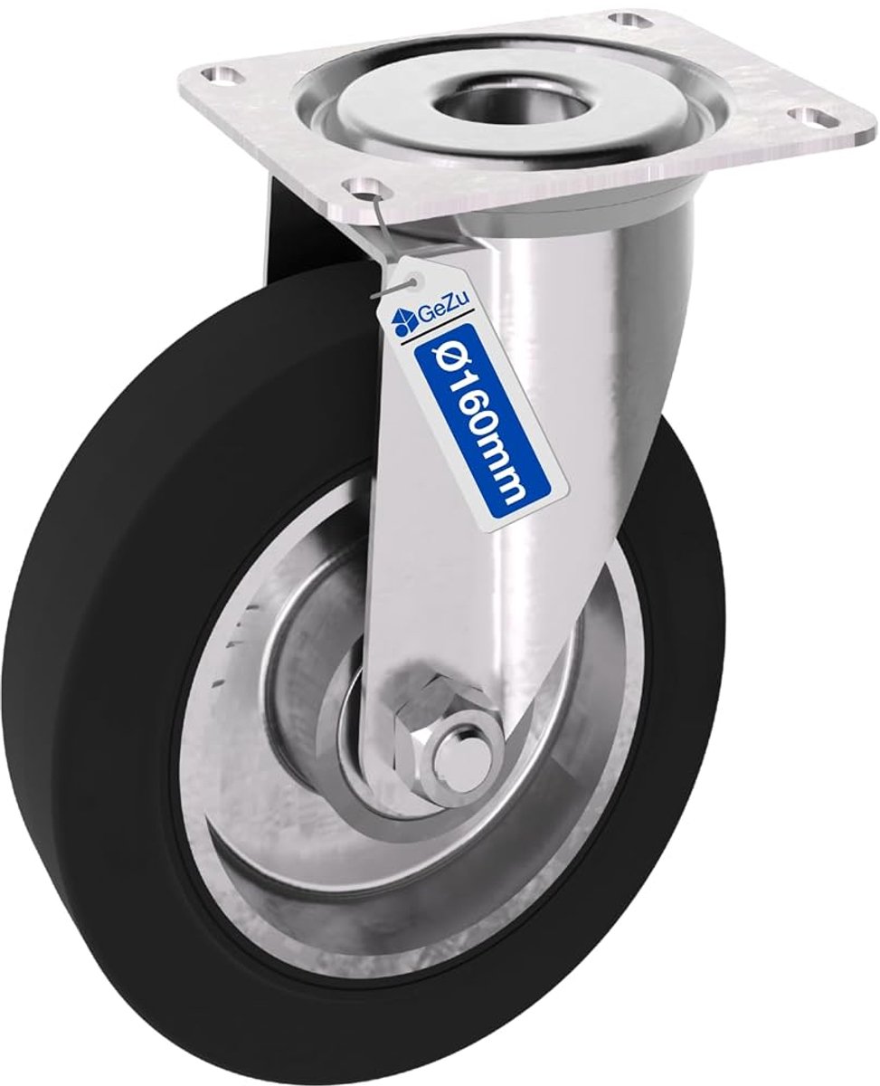 GeZu Impex Castors 160 x 40 mm Polyurethane - Electrolytic Zinc Plated - Transport Wheels for Workbench & Equipment - ShopVlot