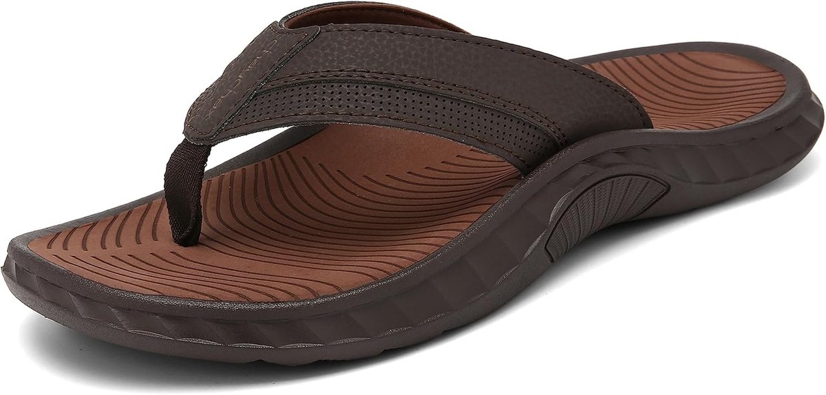 ChayChax Toe Separators for Men, Soft Footbed Beach Sandals with Arch Support,Brown,46 EU - ShopVlot