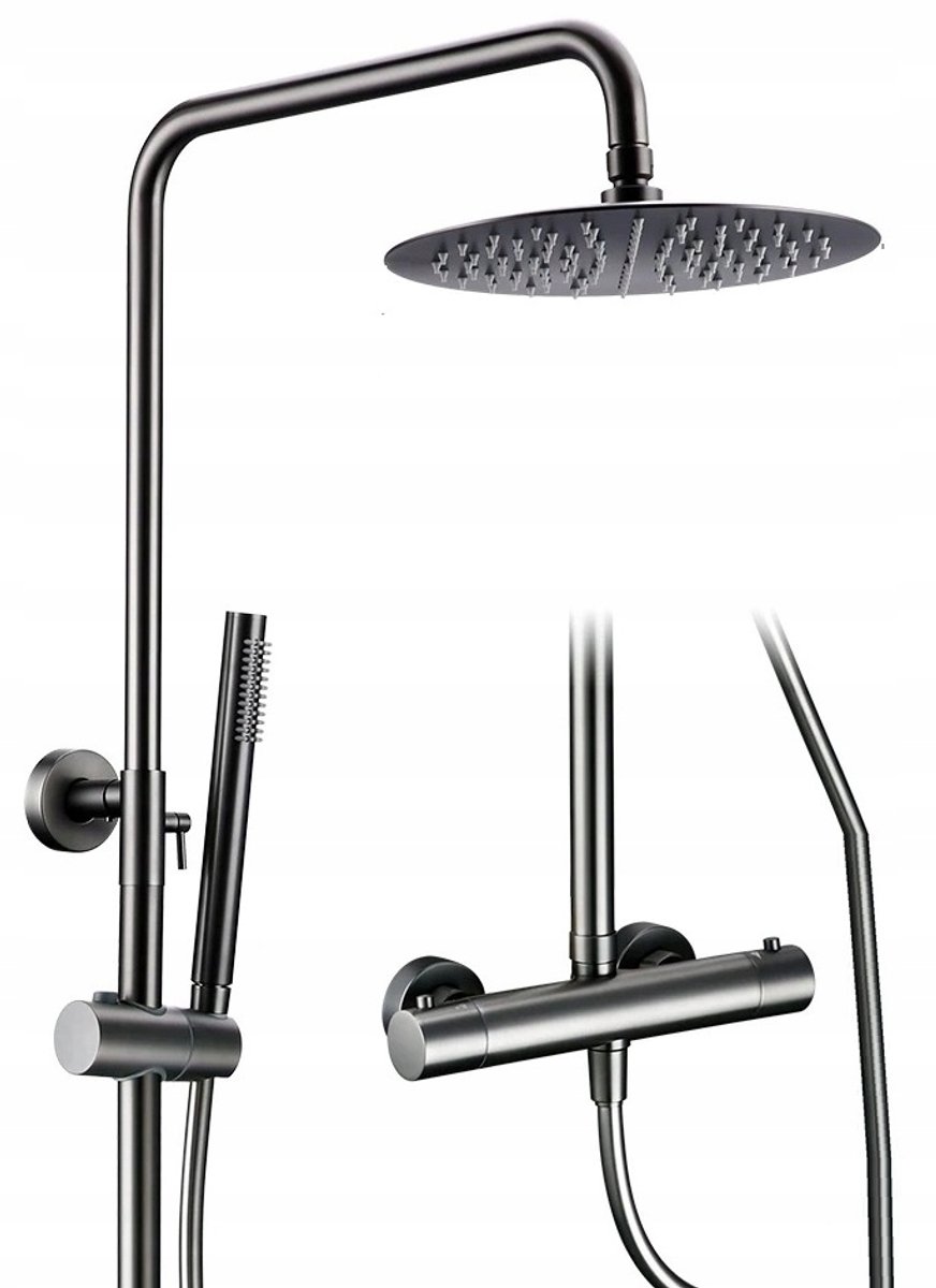 Douchekraan GUN GREY Thermostaat Regendouche 20cm Messing