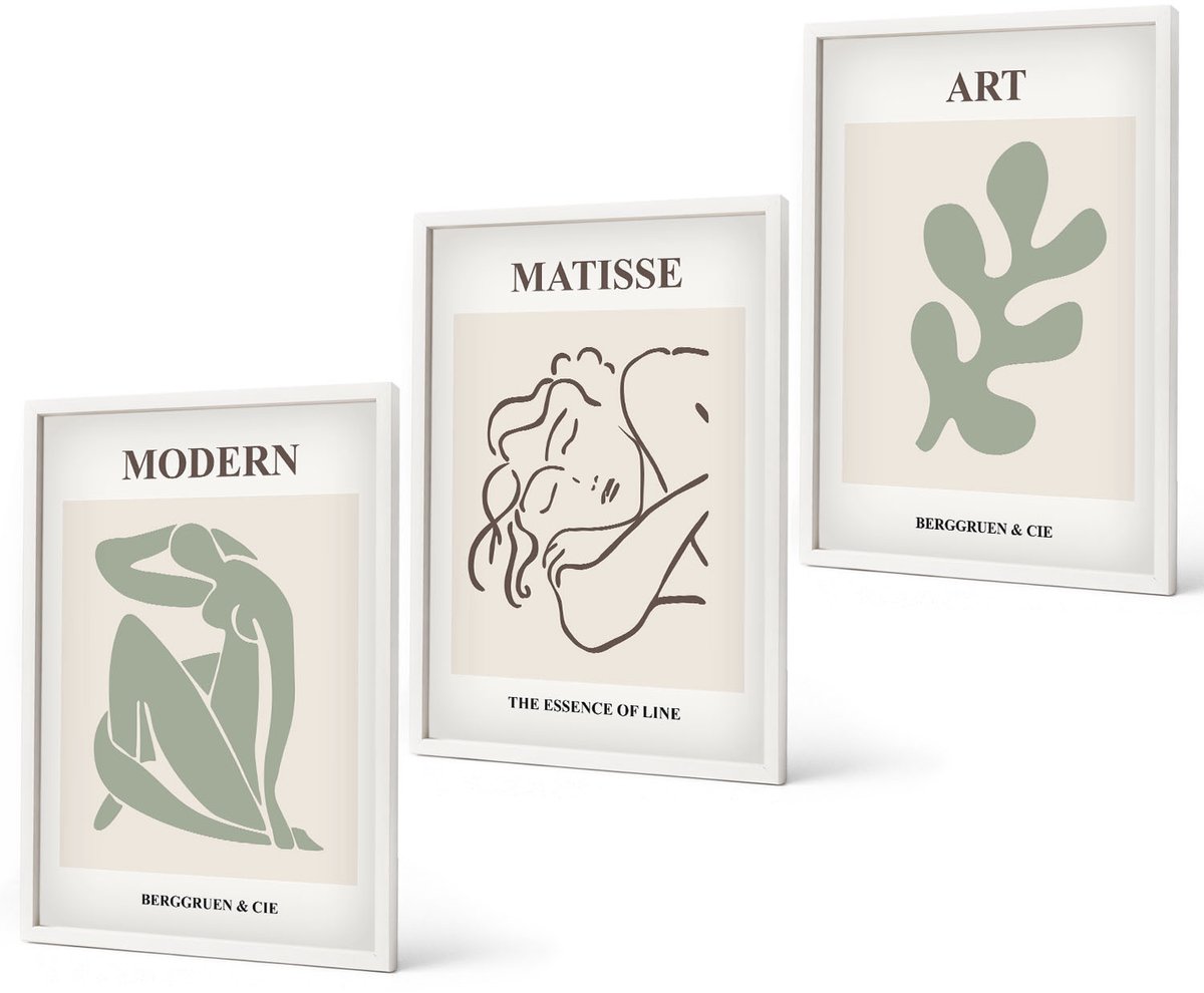 Coloray 3-Delige Schilderij Set - Stijlvolle Personages En Planten In Een Minimalistisch Ontwerp. - 40 x 60 - Wanddecoratie - Moderne Interieurdecoratie - Stijlvolle Muurdecoratie