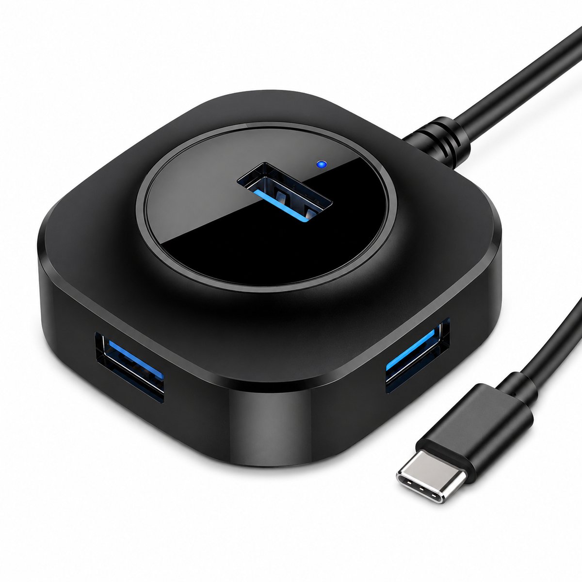DrPhone CQ - USB-C Hub - 4 poorten USB 3.0 - Uitbreiden USB Poorten op Laptop / Desktop PC – 5GBPS - Zwart
