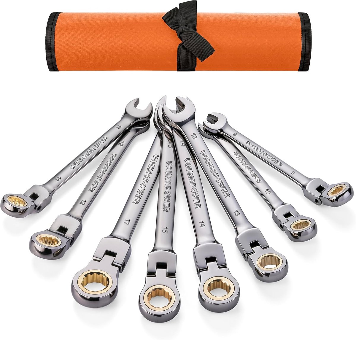 Flex-kop-ratelsleutelset 8-dlg. - 6-17 mm - hoge kwaliteit - ideaal voor klussen - ShopVlot