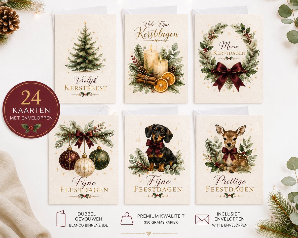 24 kerstkaarten met enveloppen - Art Foto Service Groep - kerst en nieuwjaar - Kerstkaarten - kerstkaarten set - LMWK025