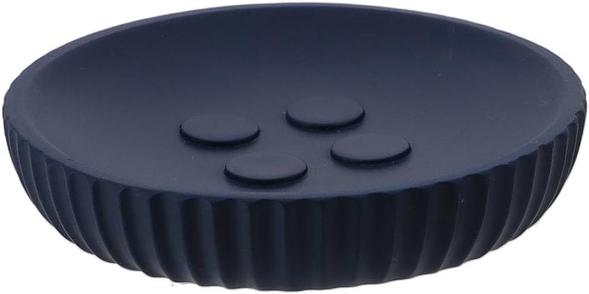 Tendance Rond Zeepbakje - Polyresin - Geribbeld - Marineblauw