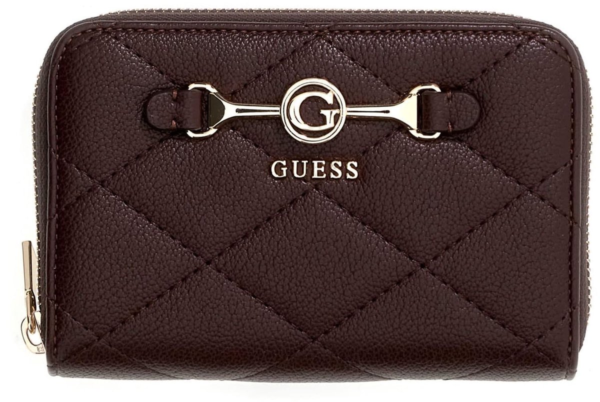 GUESS portemonnee Frances SLG Zip Around Wallet Brown donkerbruin