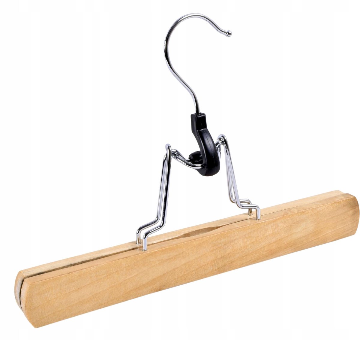 2x Houten Broekenhanger met Clips - Natuurlijk Hout