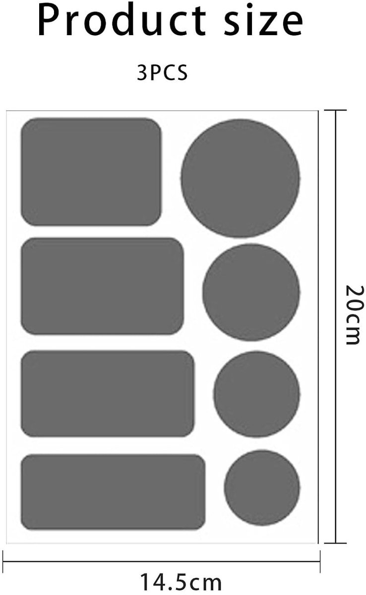 Reparatieset tentdoek - Donkergrijs - Zelfklevende Nylon Patches in 8 Maten - Voor Jassen en Outdoor Textiel