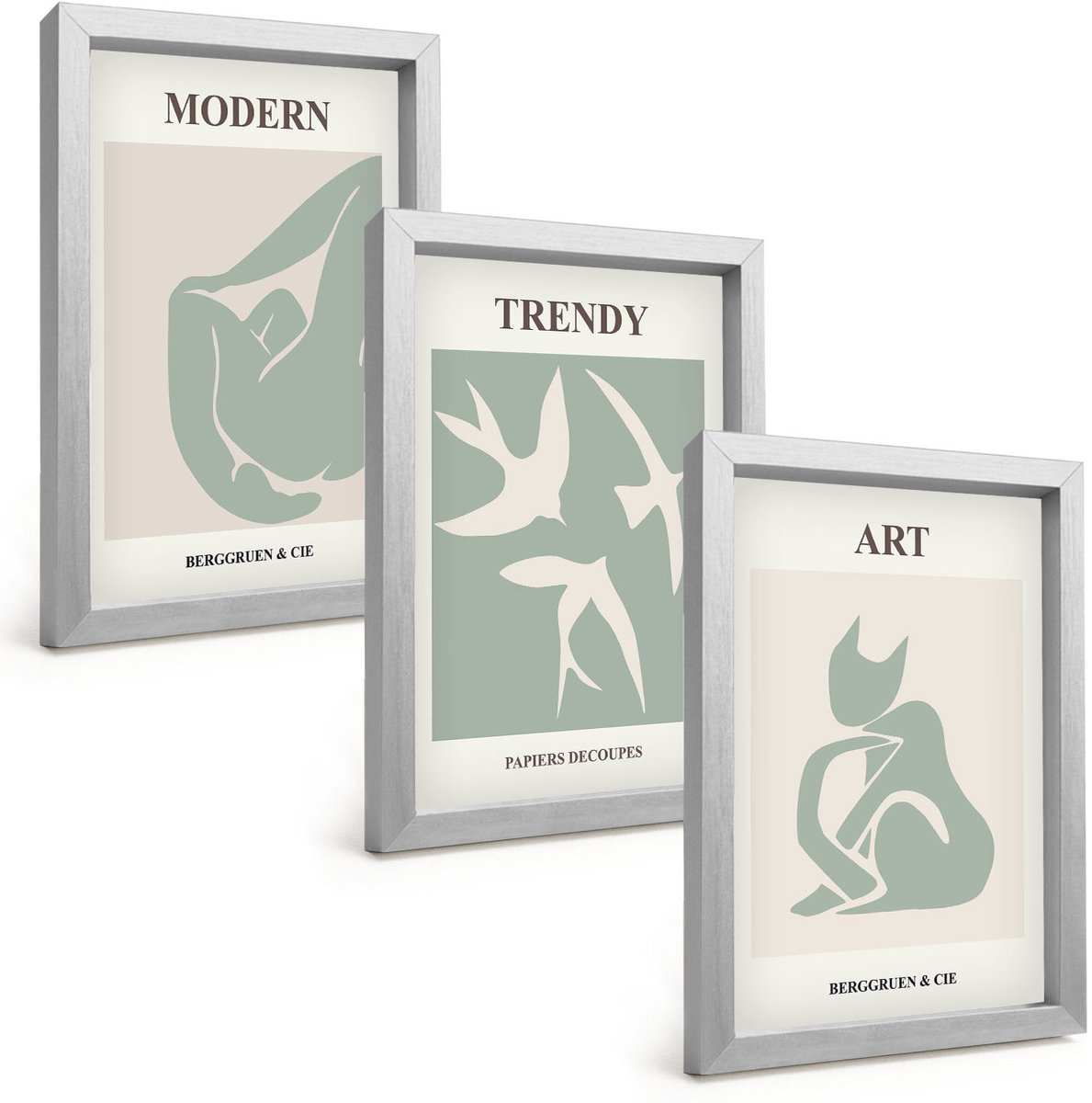 Tulup 4-Delige Schilderij Set - Abstracte figuren van Henri Matisse in ingetogen kleuren. - 20 x 30 cm - Moderne Wanddecoratie - Woonkamer - Woonkamer Decoratie