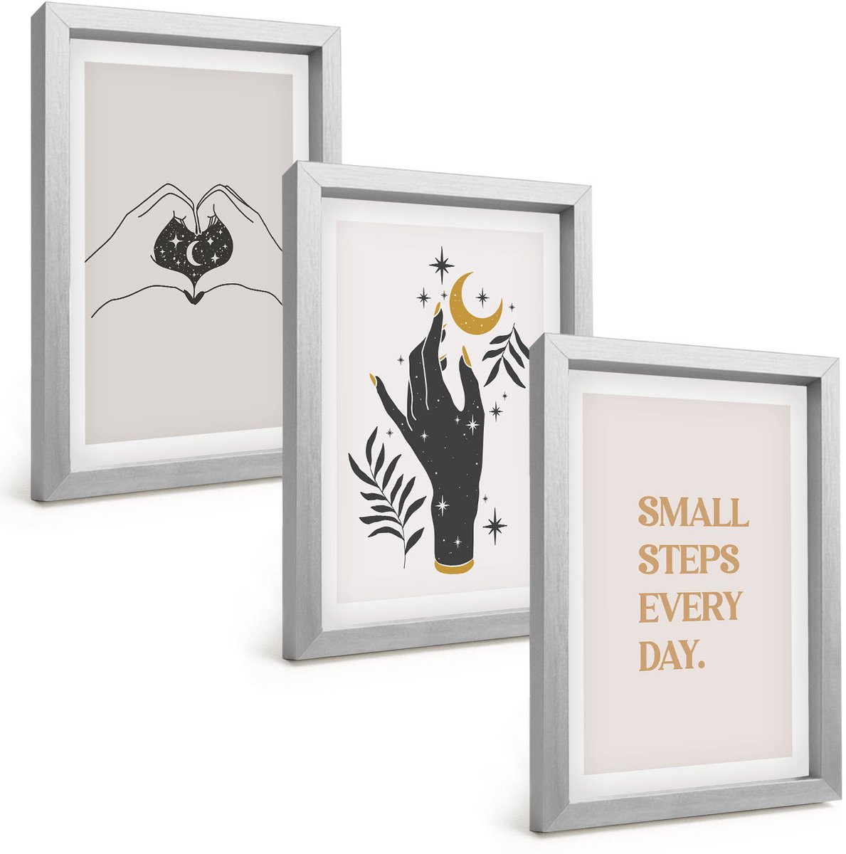 Tulup 4-Delige Schilderij Set - Minimalistische illustraties die boho-tekst inspireren - 20 x 30 cm - Wanddecoratie - Schilderijen Set - Interieur - Interieur Decoratie