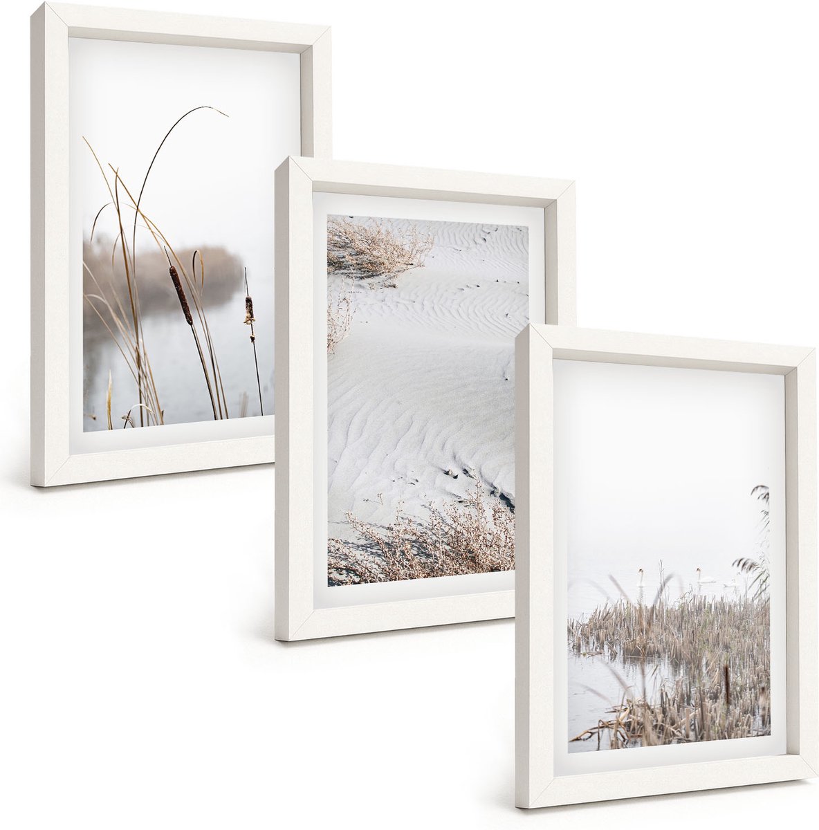 Tulup 3-Delige Schilderij Set - Waterplanten, delicate zomergezichten - 20x30 - Stijlvolle Muurdecoratie - Kantoor - Woonkamer Decoratie