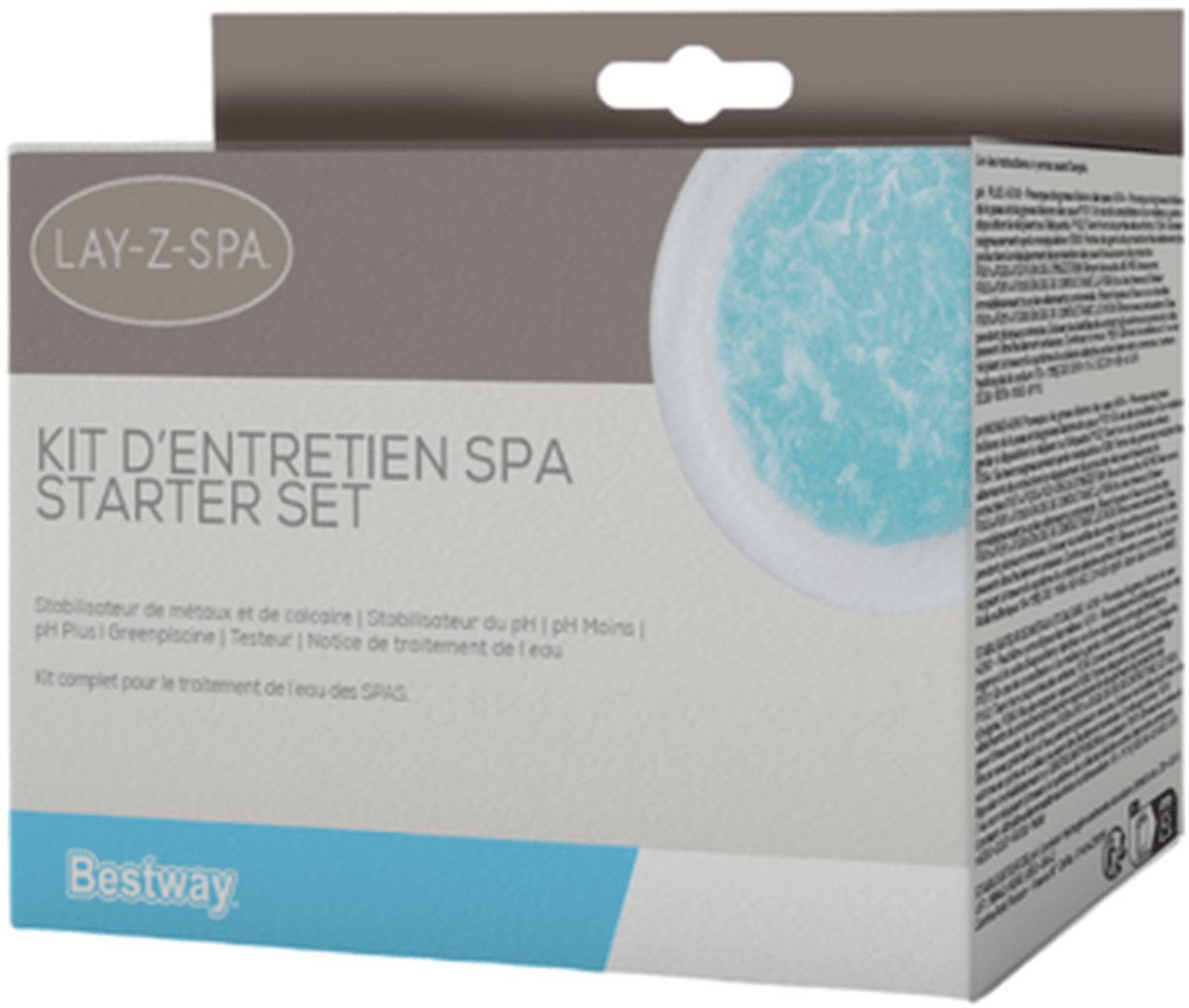 BESTWAY Waterbehandelingsset - 59052 - 50 ml stabilisator, 40 g pH-stabilisator, 30 g pH-min, 20 g pH-plus, 3x25 g behandeling tegen groen water, teststrips