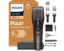 Philips Hair Clipper 9000 Series Tondeuse – Gelijkmatig en Nauwkeurig Knippen - 28 Lengte-instellingen - Zelfslijpende Titanium Mesjes - Precision Fade Tools - PowerAdapt Sensor - Tot 180 Min. Draadloos Gebruik & Barber Kit – HC9721/15