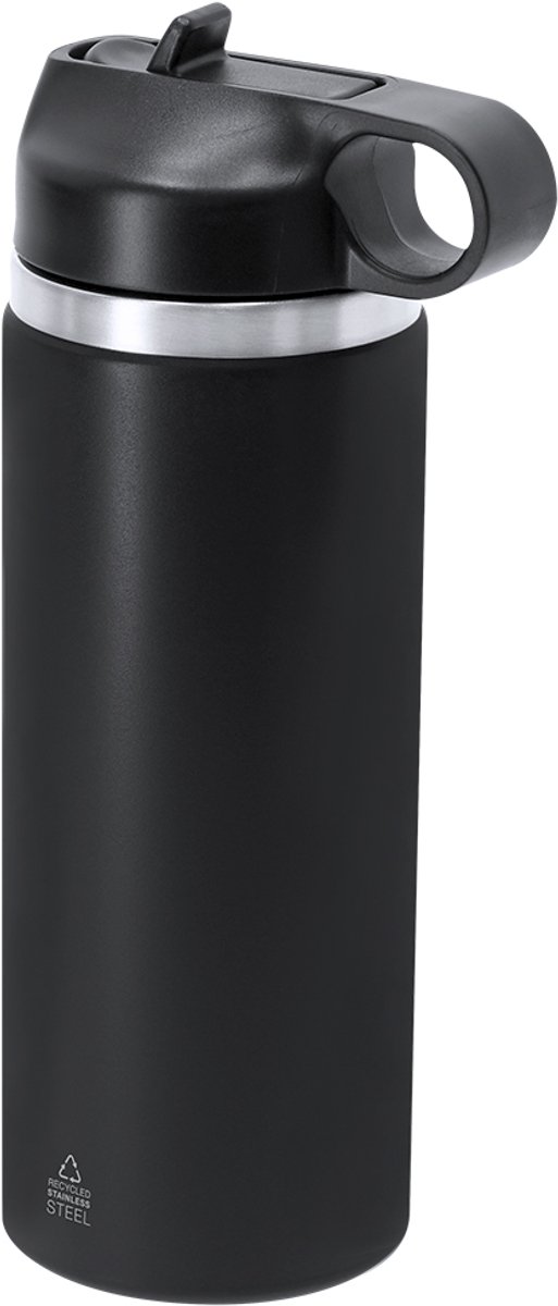 500 ml bidon van gerecycled roestvrij staal met dubbele wand, die zorgt voor een betere en langdurigere temperatuurbehoud Gomery Zwart